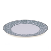 Prato Raso Salinas Borda Estampada Verde Cerâmica - 28,5cm - Ela Decora